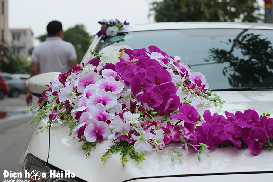 ban hoa gia trang tri xe cuoi hoa lan