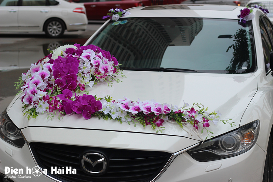 ban hoa gia trang tri xe cuoi hoa lan