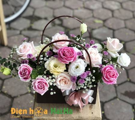 Giỏ hoa hồng đáng yêu hoa tặng ngày 20 tháng 10