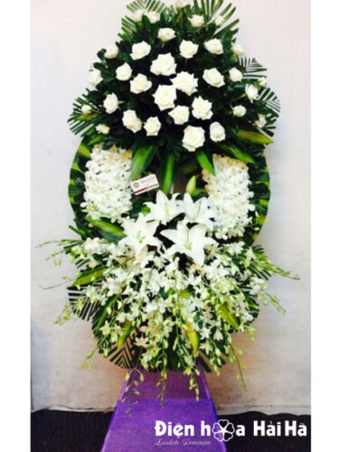 Vòng hoa tang lễ lan trắng