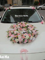 Bộ hoa lụa gắn xe cưới hồng phấn - Định Tình