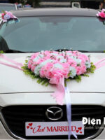 Bán hoa giả cho xe cưới mầu hồng bông to