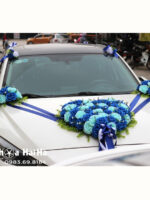 Bộ hoa giả cho xe cô dâu mầu xanh dương