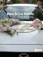 Bộ hoa trang trí xe cưới màu Pastel