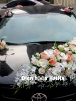 Hoa giả cho xe cưới bộ hoa lan hồ điệp