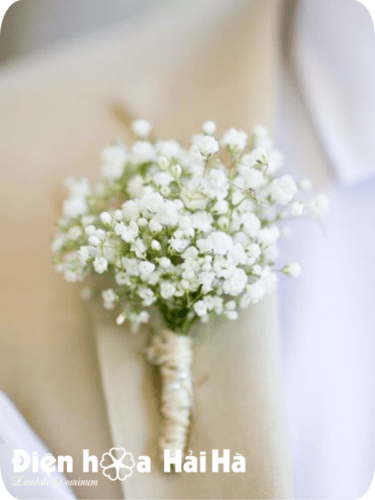 Hoa chú rể - (SET 6) Hoa xe cưới baby trắng - Tinh Khôi
