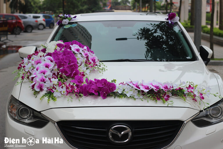 Bán hoa giả trang trí xe cưới hoa lan