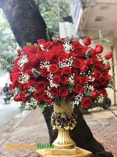 Bình hoa 99 bông hoa hồng đỏ - Mãi mãi yêu vợ