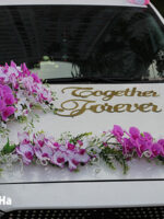 Bộ hoa giả gắn xe cưới lan hồng