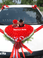 Bộ hoa giả kết xe cưới hình trái tim gấu - Sánh Duyên quá đẹp