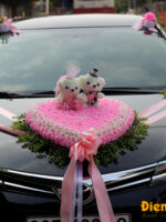 Bộ hoa lụa trang trí xe cưới mầu hồng phấn