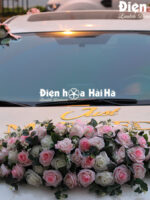 Bộ hoa trang trí xe cưới bằng hoa lụa Just Married