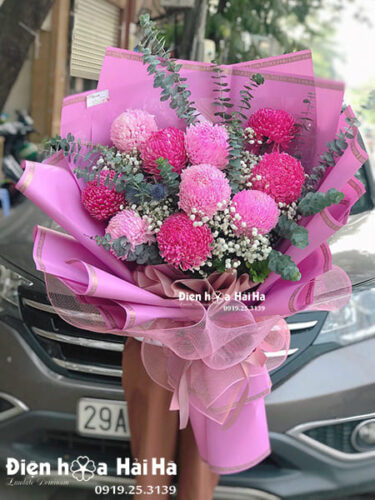 Bó hoa Cúc Mẫu Đơn màu hồng - Diễm Lệ