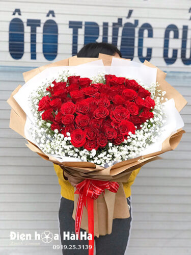 Bó hoa tặng sinh nhật hồng đỏ - Trái tim thuỷ chung