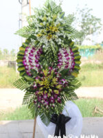 Đặt vòng hoa tang lễ tại Hà Nội hoa lan tím lan trắng