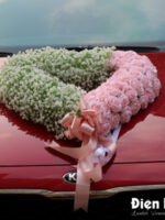 Hoa lụa cho xe cưới baby trắng hồng phấn