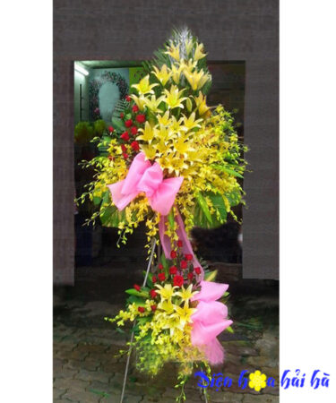 Hoa mừng khai trương bằng hoa lan ly vàng