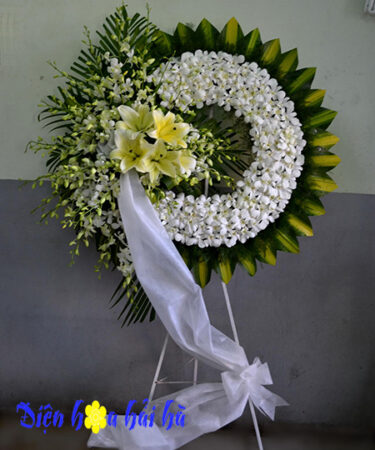 Bán vòng hoa tang lễ hoa lan trắng