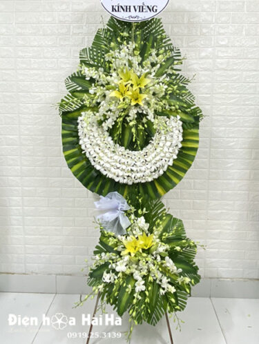 Vòng hoa tang lễ lan trắng 2 tầng - An Yên