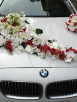 Mẫu trang trí xe hoa cô dâu hồ điệp lan đỏ
