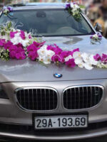 Mẫu xe hoa cưới đẹp hoa hồ điệp trắng tím