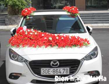 Mua hoa lụa trang trí xe ô tô hoa lan đỏ