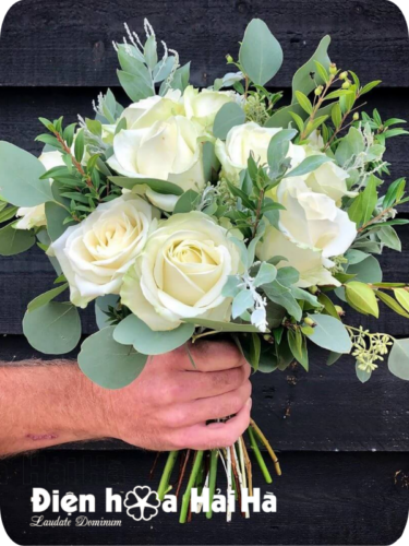 Bó hoa cô dâu- SET 4 Xe hoa cưới lan trắng - Vui Mừng