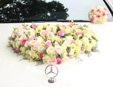 Trọn bộ trang trí xe hoa cưới & hoa cầm tay cô dâu (bộ 5)