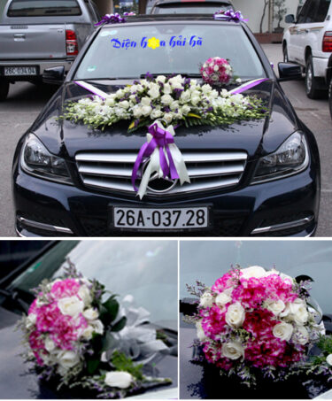 Trọn bộ trang trí xe hoa cưới & hoa cầm tay cô dâu (bộ 2)