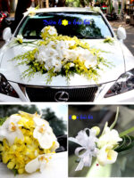 Trọn bộ trang trí xe hoa cưới & hoa cầm tay cô dâu (bộ 3)