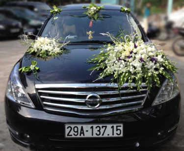 Xe hoa ngày cưới lan trắng hồng trắng