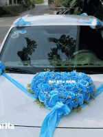 Bộ hoa giả trang trí xe cưới Ngọc Bích siêu bền đẹp