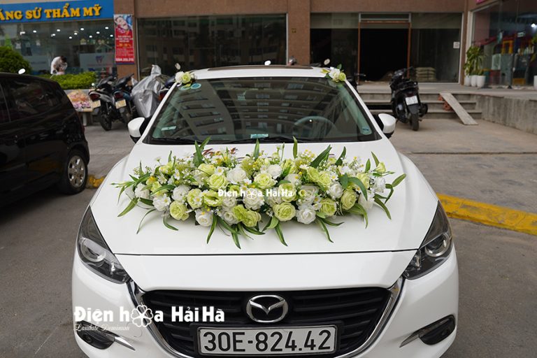 Bán hoa lụa xe cưới hoa hồng xanh đặc biệt bán chạy nhất