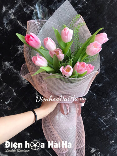 Bó hoa tulip màu hồng - Lãng mạn