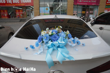 Bộ hoa giả trang trí xe cưới Khổng Tước Thiên Thanh