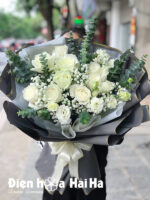 Bó hoa mừng sinh nhật hoa hồng trắng - Tinh Khôi