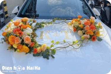 (SET34) Hoa xe cưới mầu cam trắng - Chung Thủy