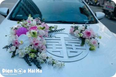 (SET35) Xe hoa cưới mầu hồng nhạt - Giản Đơn