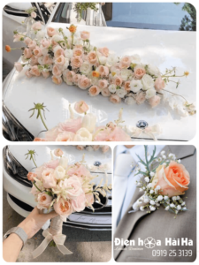 (SET38) Xe hoa cưới mầu trắng cam - Niềm Vui