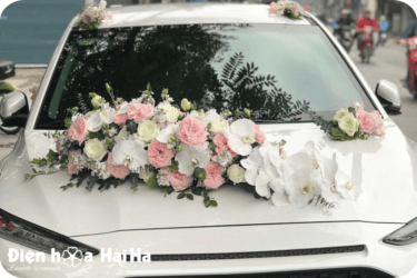 (SET40) Hoa xe cưới mầu hồng kem - Sâu Đậm