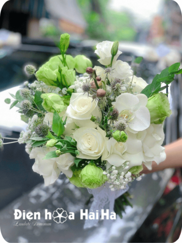 (SET41) Xe hoa cưới mầu trắng xanh - Gắn Kết