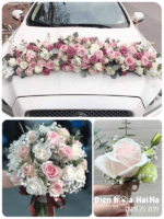 (SET42) Hoa trang trí xe cưới mầu hồng nhạt - Sắc Son