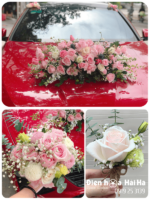 (SET43) Hoa xe cưới mầu hồng trắng- Thuần Khiết