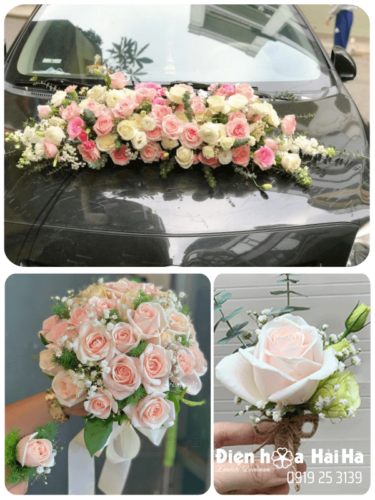 (SET47) Xe hoa cưới mầu hồng nhạt - Ưng Thuận