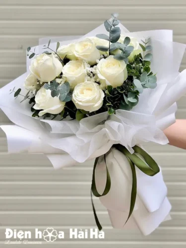 Bó hoa tang lễ 10 bông trắng an lành