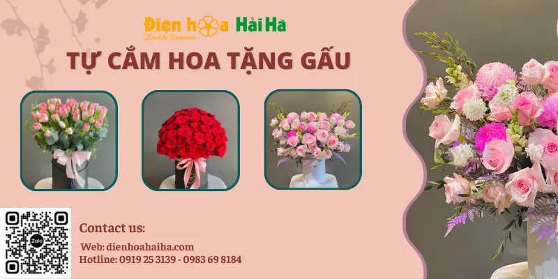 Tự cắm hoa tặng gấu