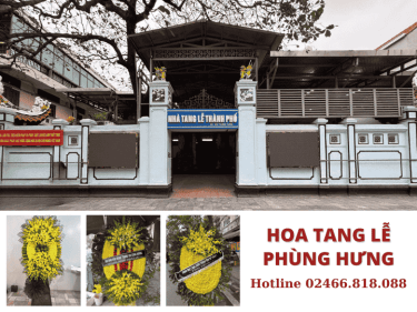 Banner đại diện đặt vòng hoa nhà tang lễ Phùng Hưng