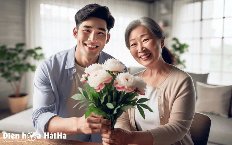 Bó hoa mẫu đơn tặng mẹ thể hiện lòng biết ơn