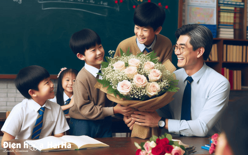 Bó hoa ý nghĩa tặng thầy tỏ lòng biết ơn với thầy