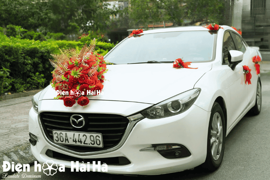 Ảnh xung quanh xe khi trang trí bộ hoa